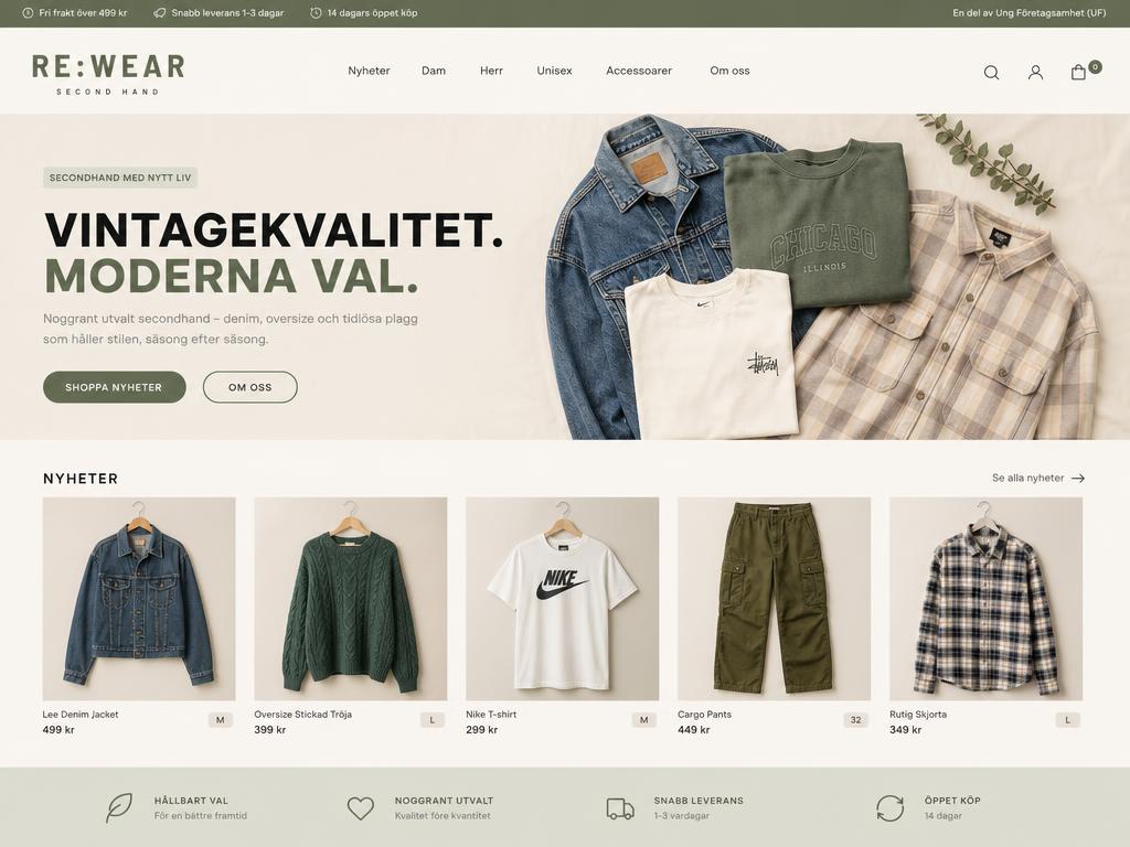 Exempel på UF-hemsida – Klädmärke